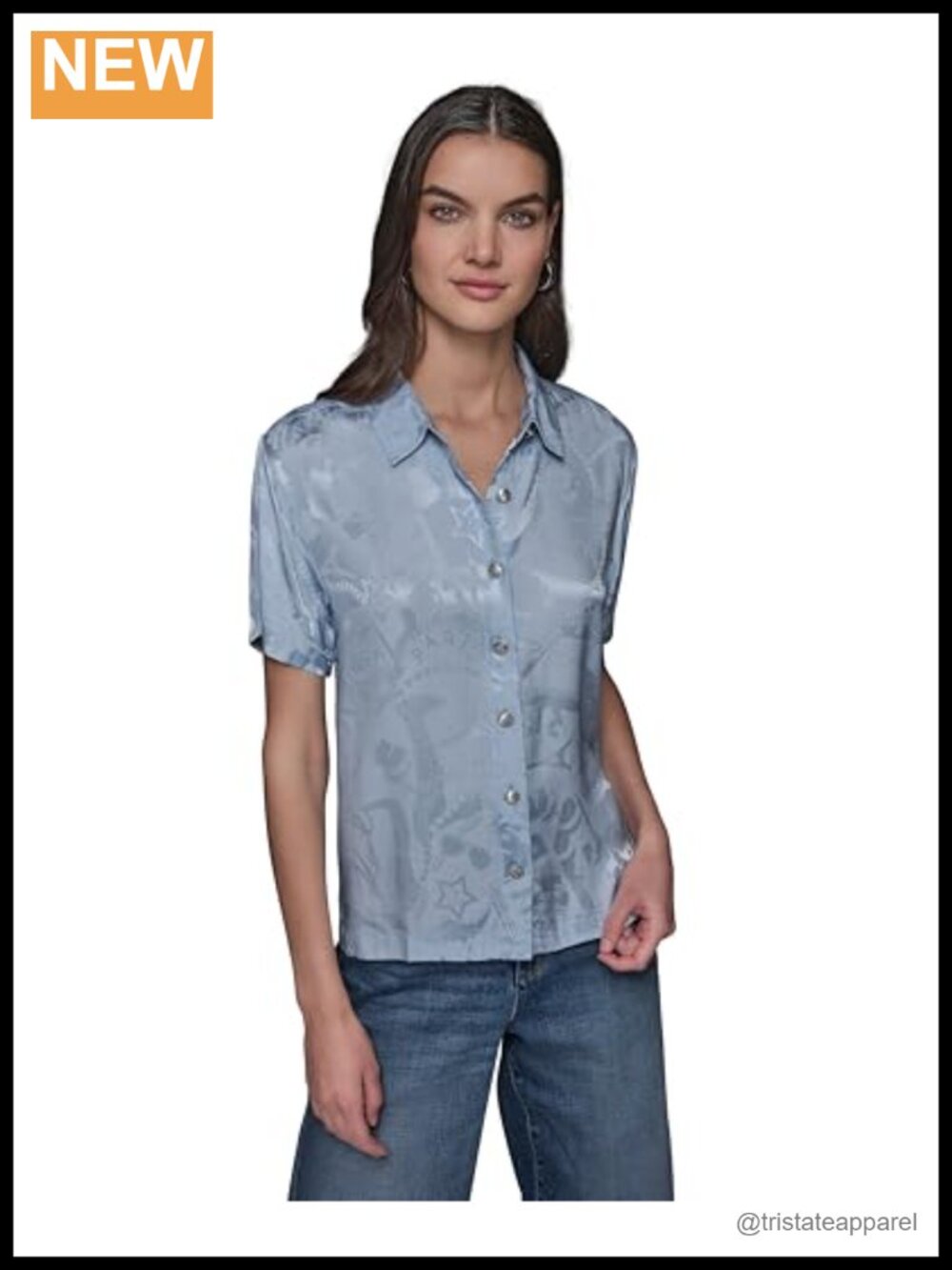 Short Sleeve Whimsy Blouse - V-Neck, Button Front, Viscose